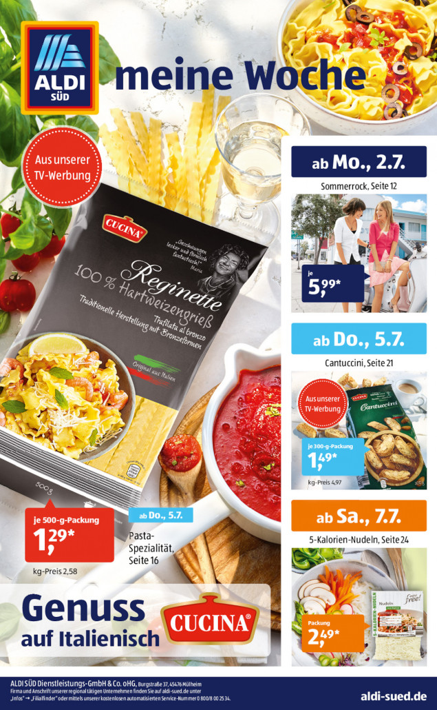 Aldi Süd Prospekte gültig von 02.07.2018 bis 07.07.2018