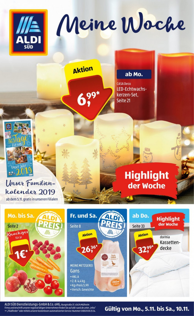 Aldi Süd Prospekte gültig von 05.11.2018 bis 10.11.2018