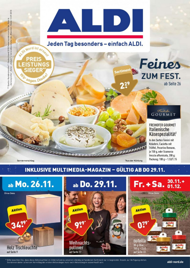 Aldi Nord Prospekte gültig von 26.11.2018 bis 01.12.2018