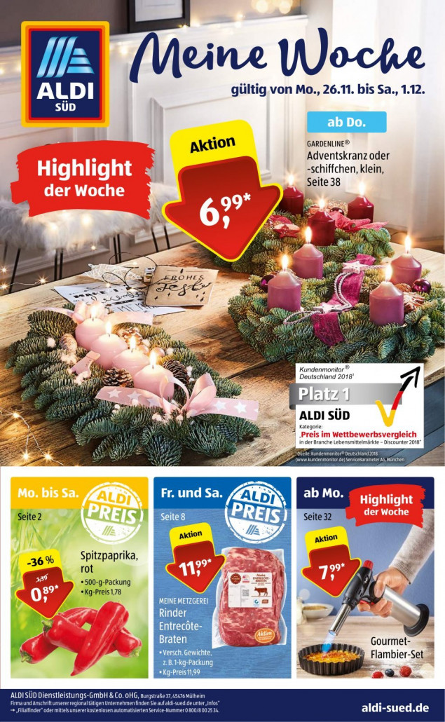 Aldi Süd Prospekte gültig von 26.11.2018 bis 01.12.2018