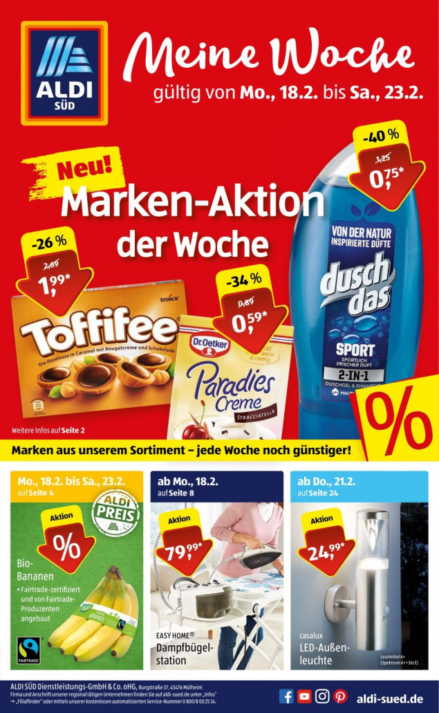 Aldi Süd Prospekte gültig von 18.02.2019 bis 23.02.2019