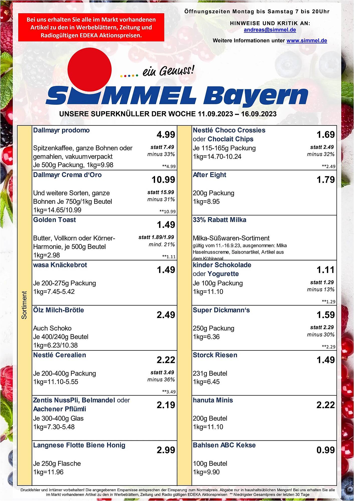 Simmel Prospekt gültig von 11.09.2023 bis 16.09.2023