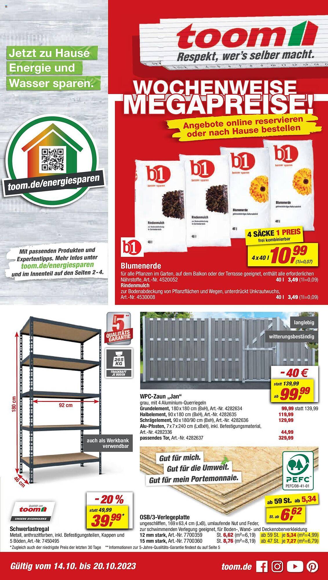 Toom Baumarkt Prospekt gültig von 14.10.2023 bis 20.10.2023